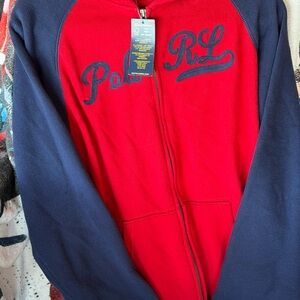 Ralph Lauren Red and Blue Polo Zip-Up Hoodie NWT 18/20